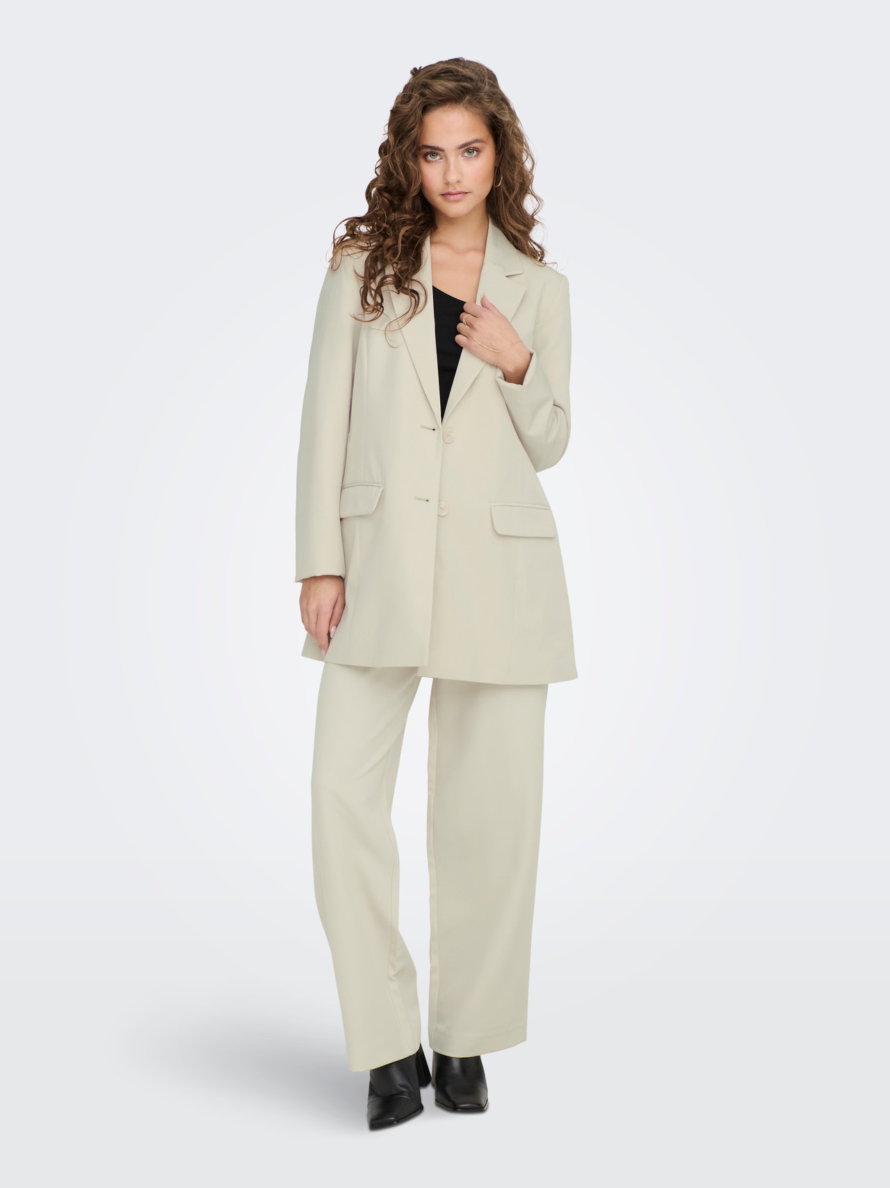 ONLY Blazers Long Line Fit Col à revers -Pumice Stone - 15245203