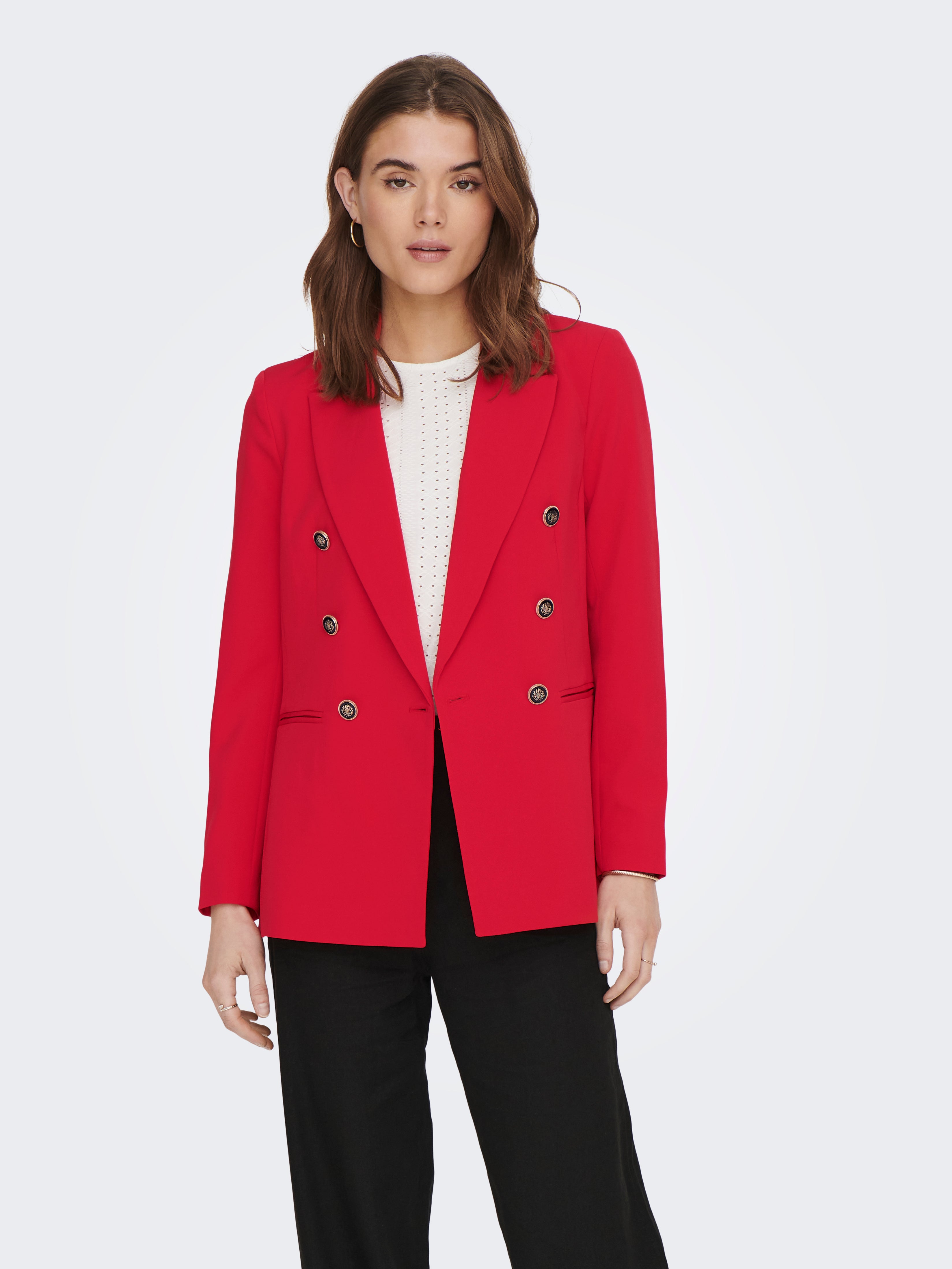 Red fitted sale blazer