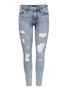 ONLY Skinny Fit Mid waist Destroyed hems Jeans -Light Blue Denim - 15245316