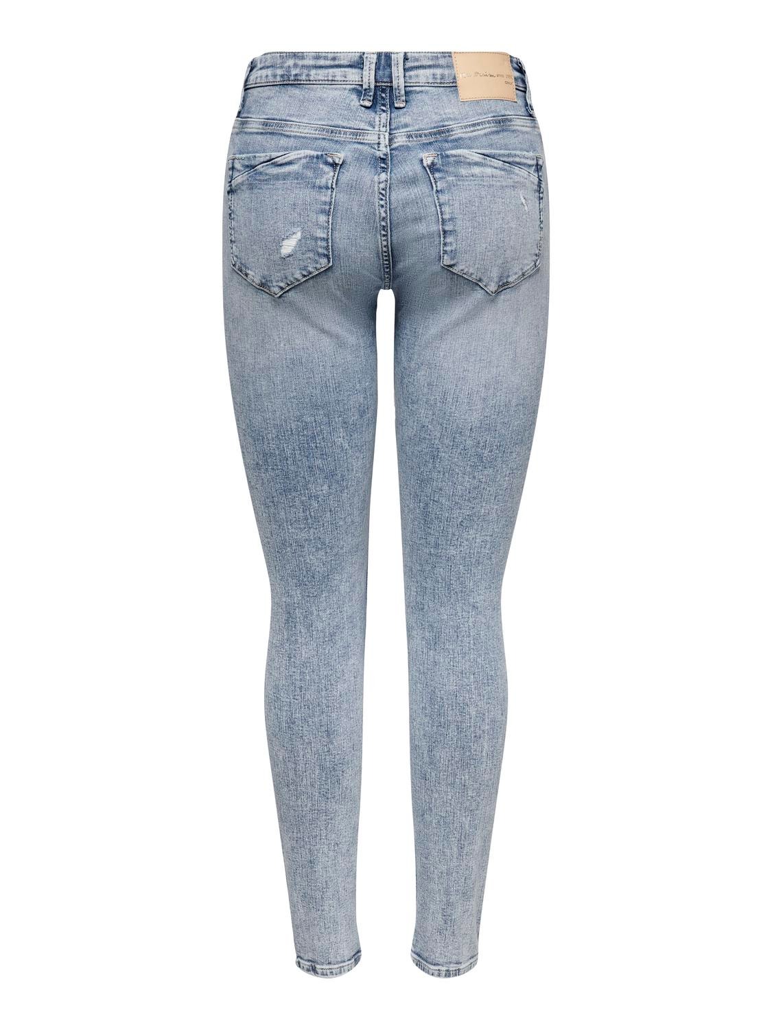 ONLY ONLCARMEN LIFE REGULAR Waist SKINNY ANKLE COIN DEStroyed Jeans -Light Blue Denim - 15245316