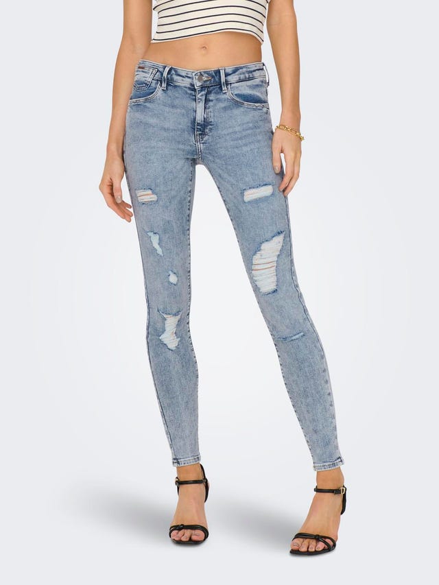 ONLY Skinny Fit Mid waist Destroyed hems Jeans - 15245316