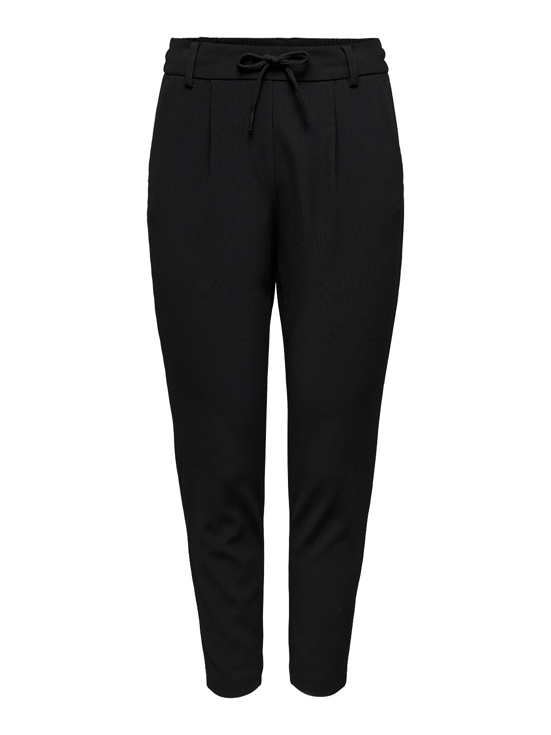 ONLY Poptrash Rib mid waist Trousers -Black - 15245331