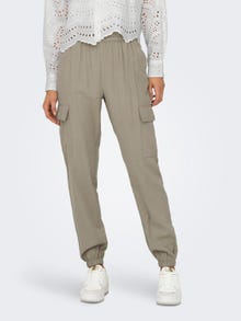 ONLY High waisted cargo Trousers -Pure Cashmere - 15245364
