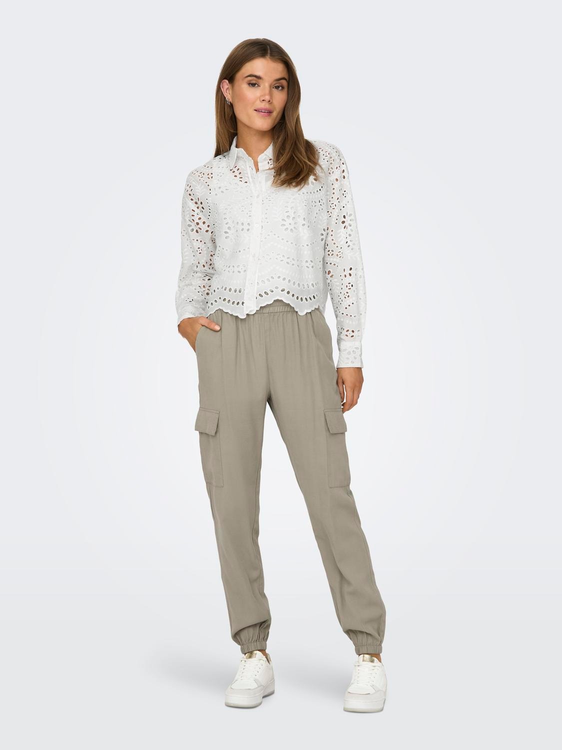 ONLY Cargo Fit High waist Trousers -Pure Cashmere - 15245364