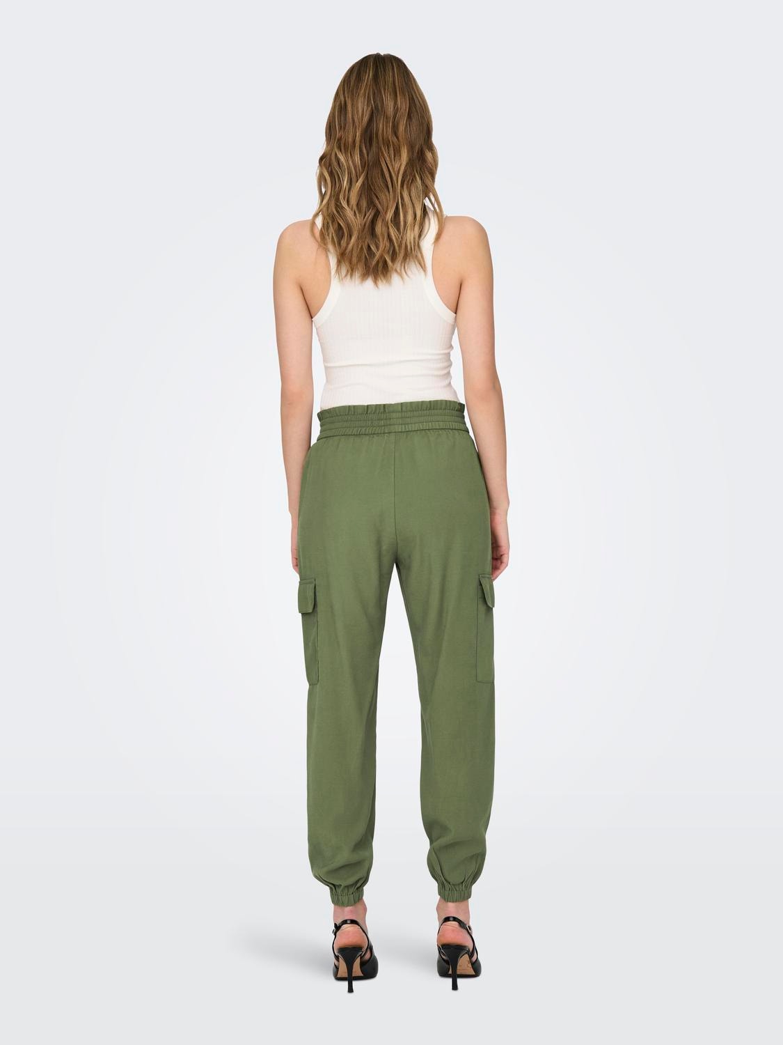 ONLY High waisted cargo Trousers -Capulet Olive - 15245364