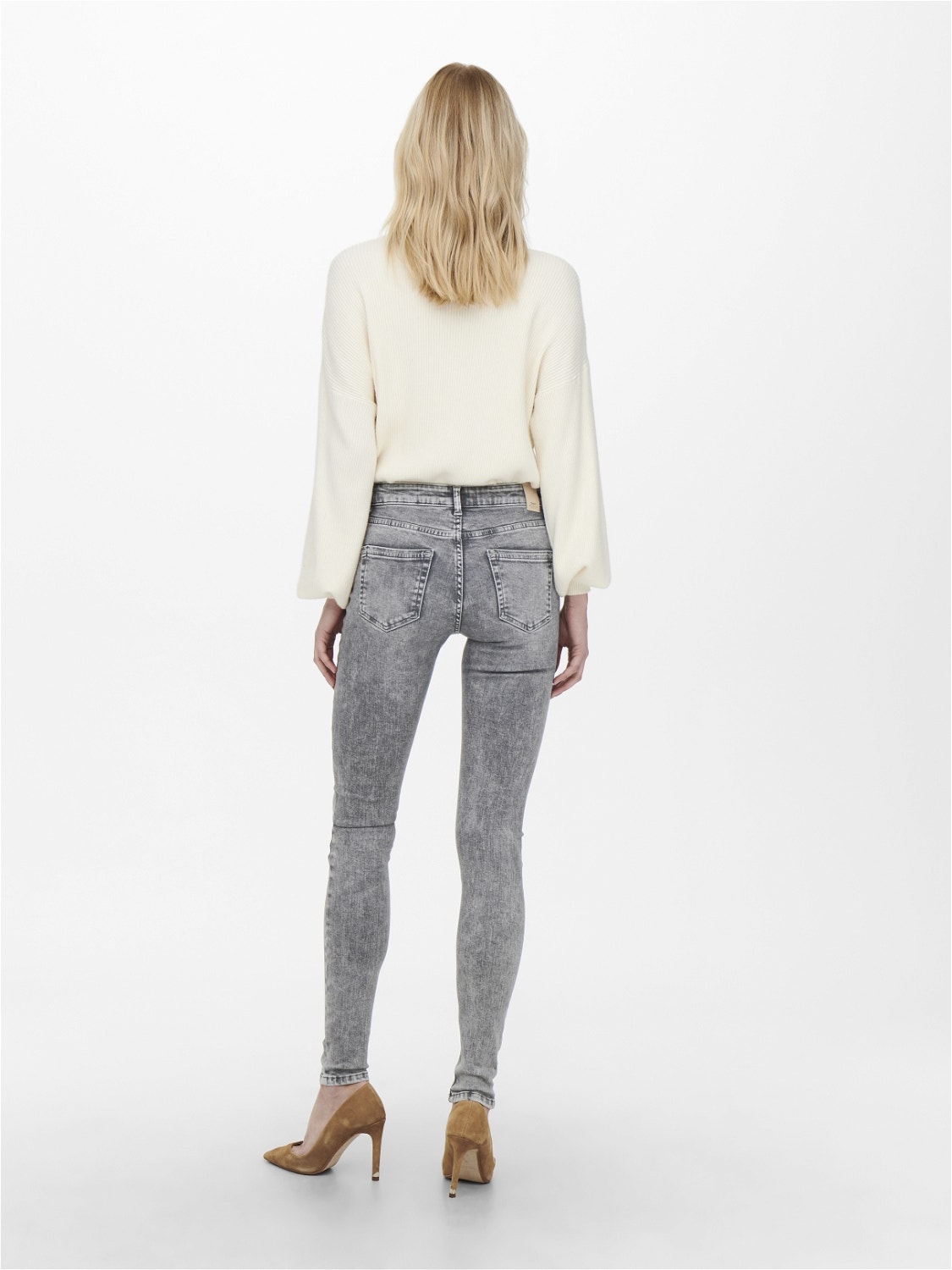 ONLY Jeans Skinny Fit Taille moyenne -Light Grey Denim - 15245366