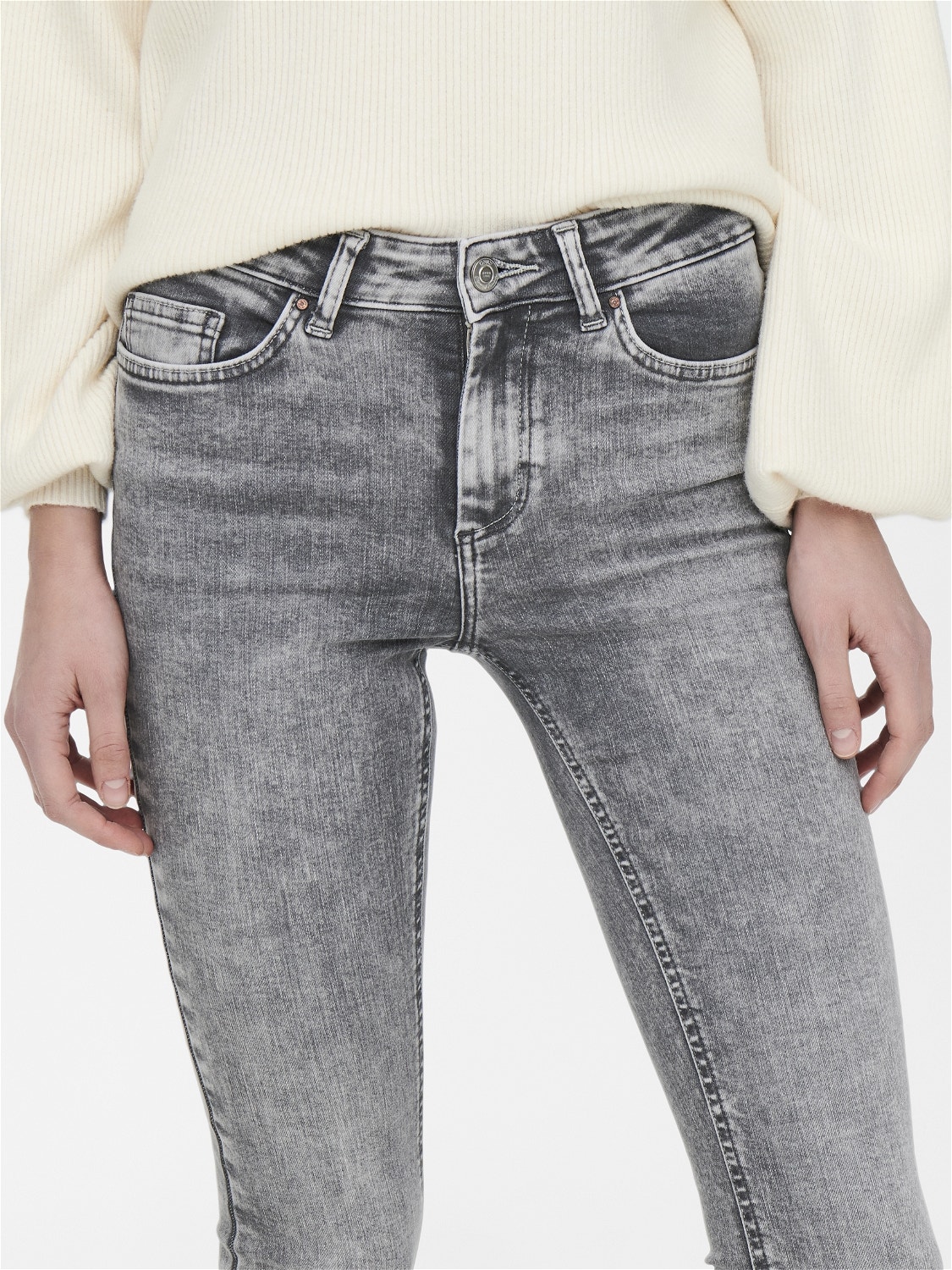 ONLY Jeans Skinny Fit Taille moyenne -Light Grey Denim - 15245366