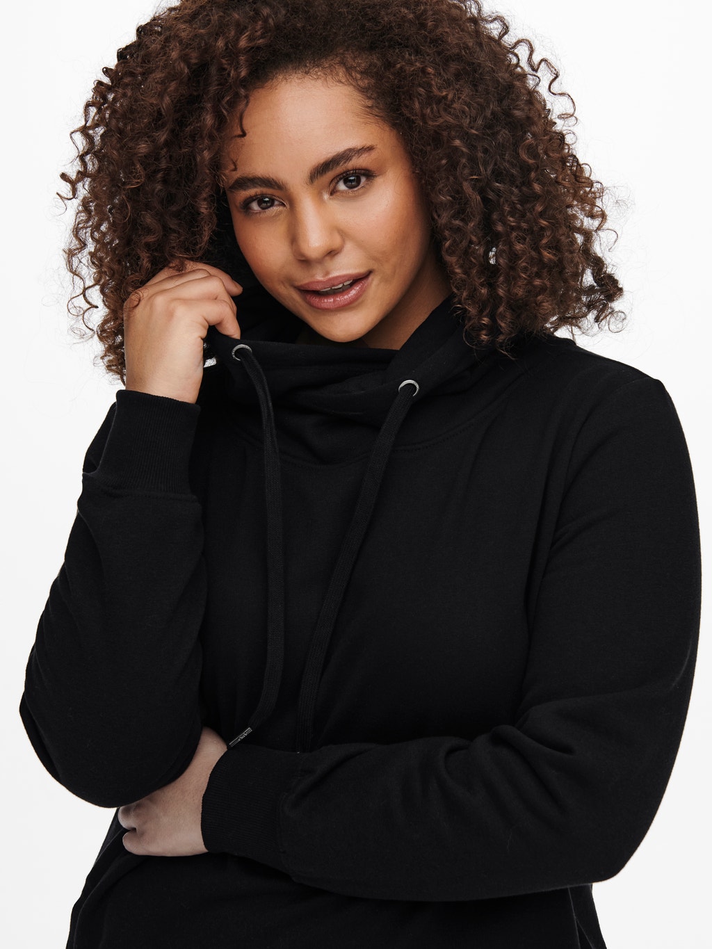 Curvy High Neck Sweatshirt Black ONLY 