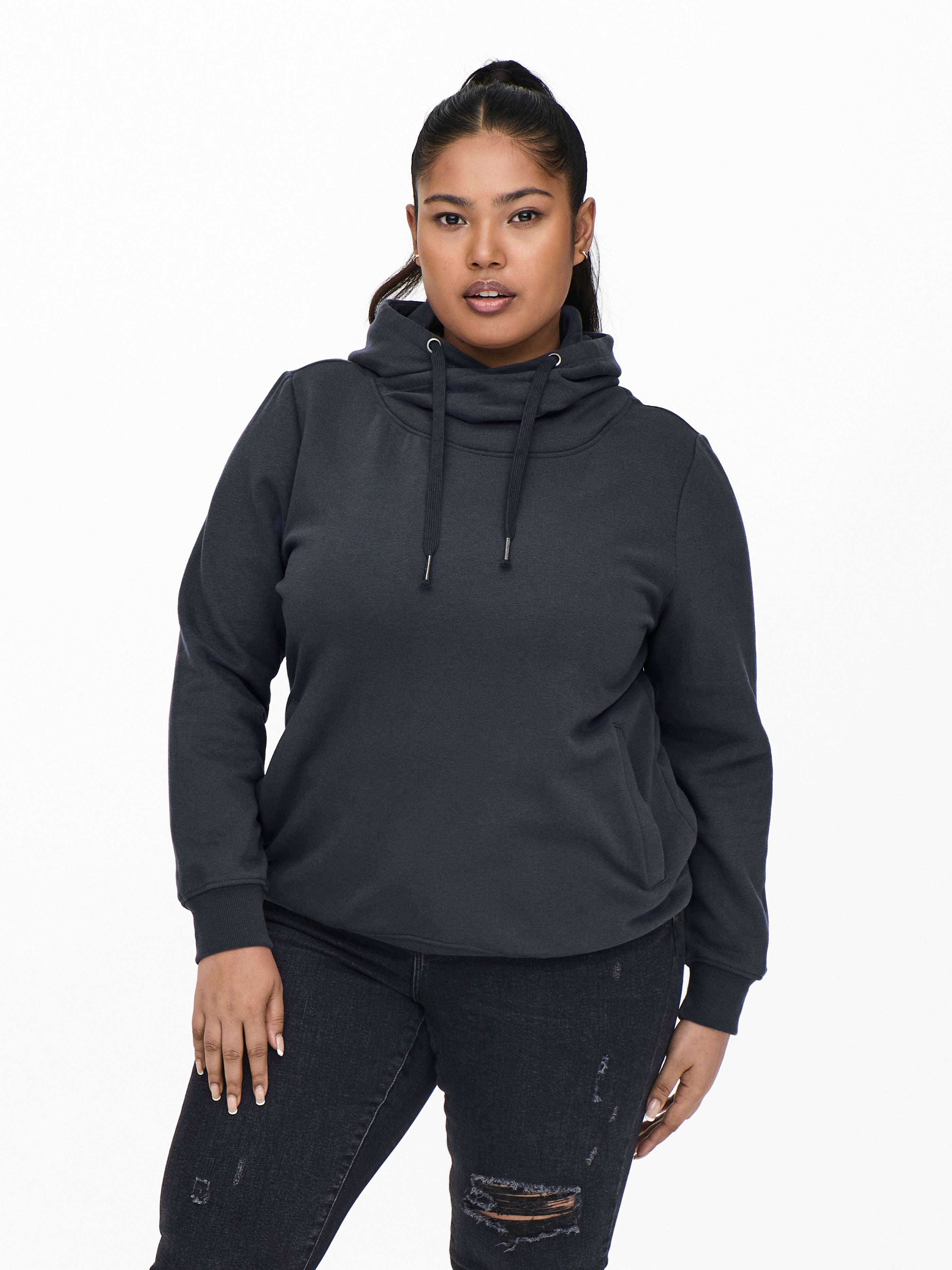 Curvy high neck Sweatshirt | Dark Blue 