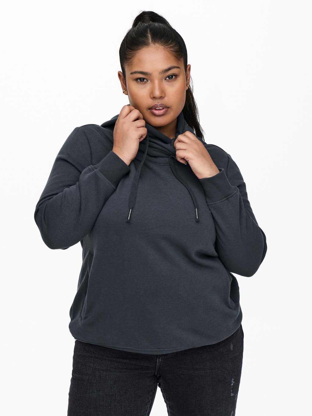 Curvy High Neck Sweatshirt Dark Blue ONLY 
