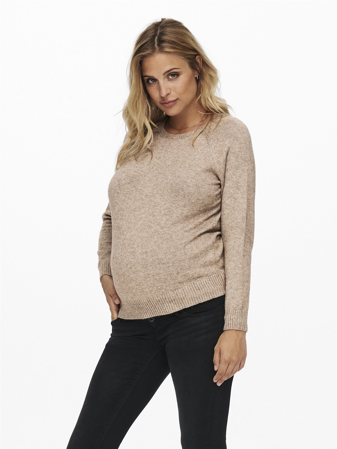 ONLY Mama Loose Fit Strickpullover -Beige - 15245418