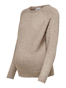 ONLY Regular Fit Round Neck Ribbed cuffs Pullover -Beige - 15245418