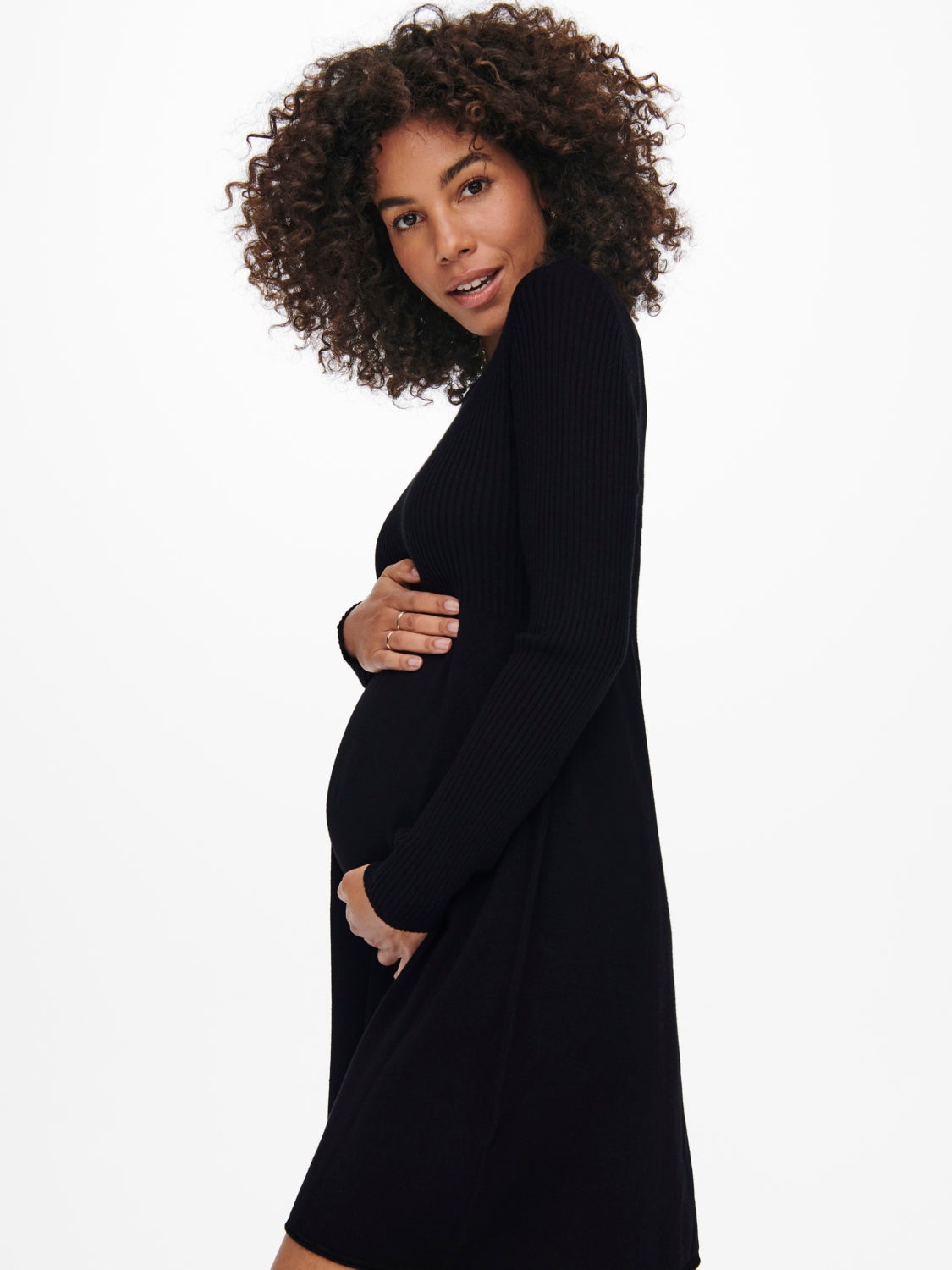 Mama short Knitted Dress | Black | ONLY®