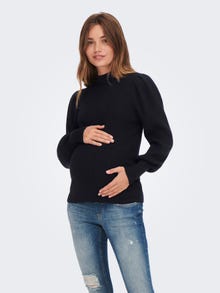 ONLY Knit Fit High neck Maternity High cuffs Puff sleeves Pullover -Black - 15245433