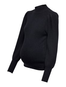 ONLY Mama hög hals Stickad tröja -Black - 15245433