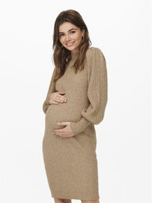 ONLY Regular Fit High neck Maternity High cuffs Puff sleeves Short dress -Toasted Coconut - 15245434