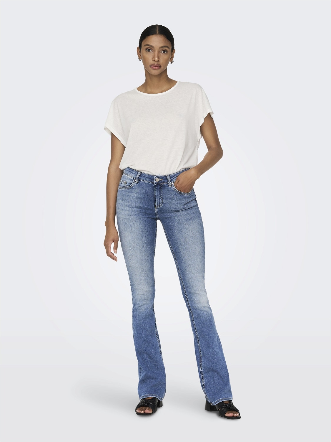ONLY Ausgestellt Mittlere Taille Jeans -Light Blue Denim - 15245444