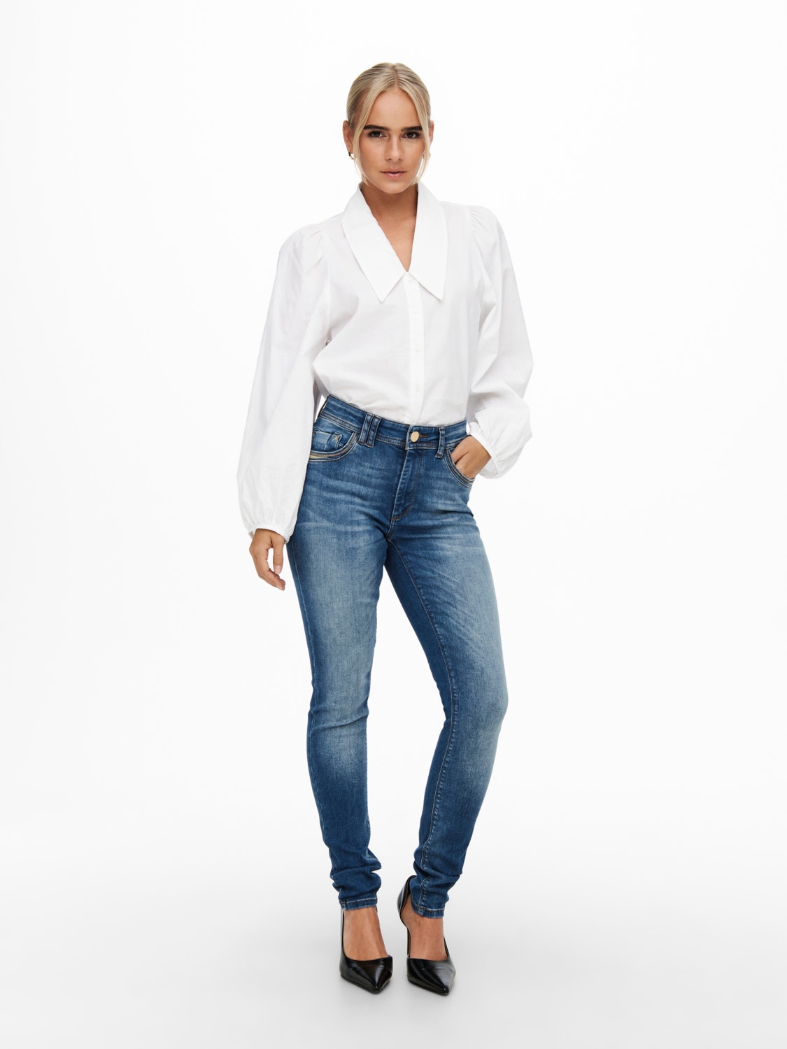 ONLY Skinny Fit Mid waist Jeans -Medium Blue Denim - 15245452
