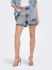 ONLY Shorts Regular Fit Taille haute -Light Blue Denim - 15245657