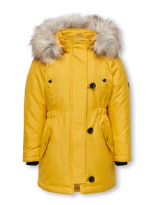 ONLY Detachable hood Ribbed cuffs Jacket -Golden Spice. - 15245678