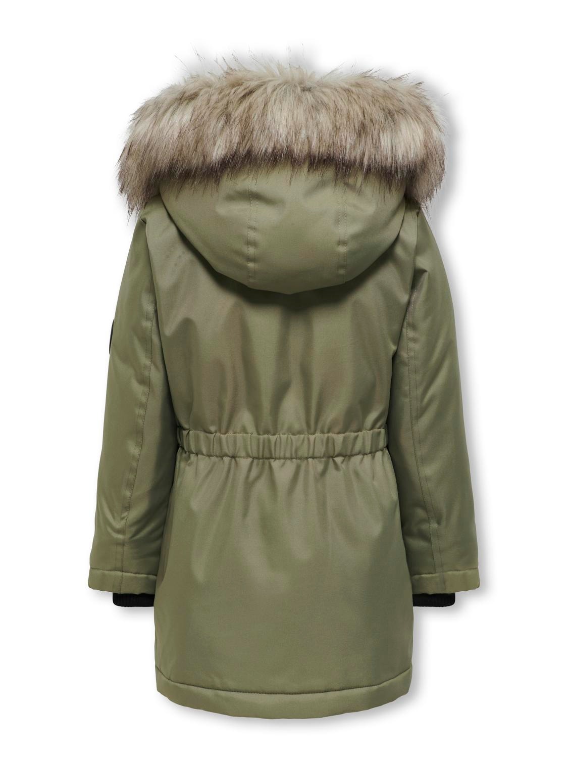 ONLY Detachable hood Ribbed cuffs Jacket -Aloe - 15245678