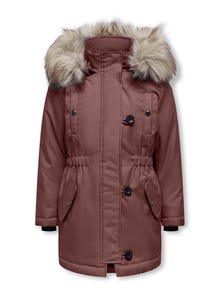 ONLY Detachable hood Ribbed cuffs Jacket -Rose Brown - 15245678