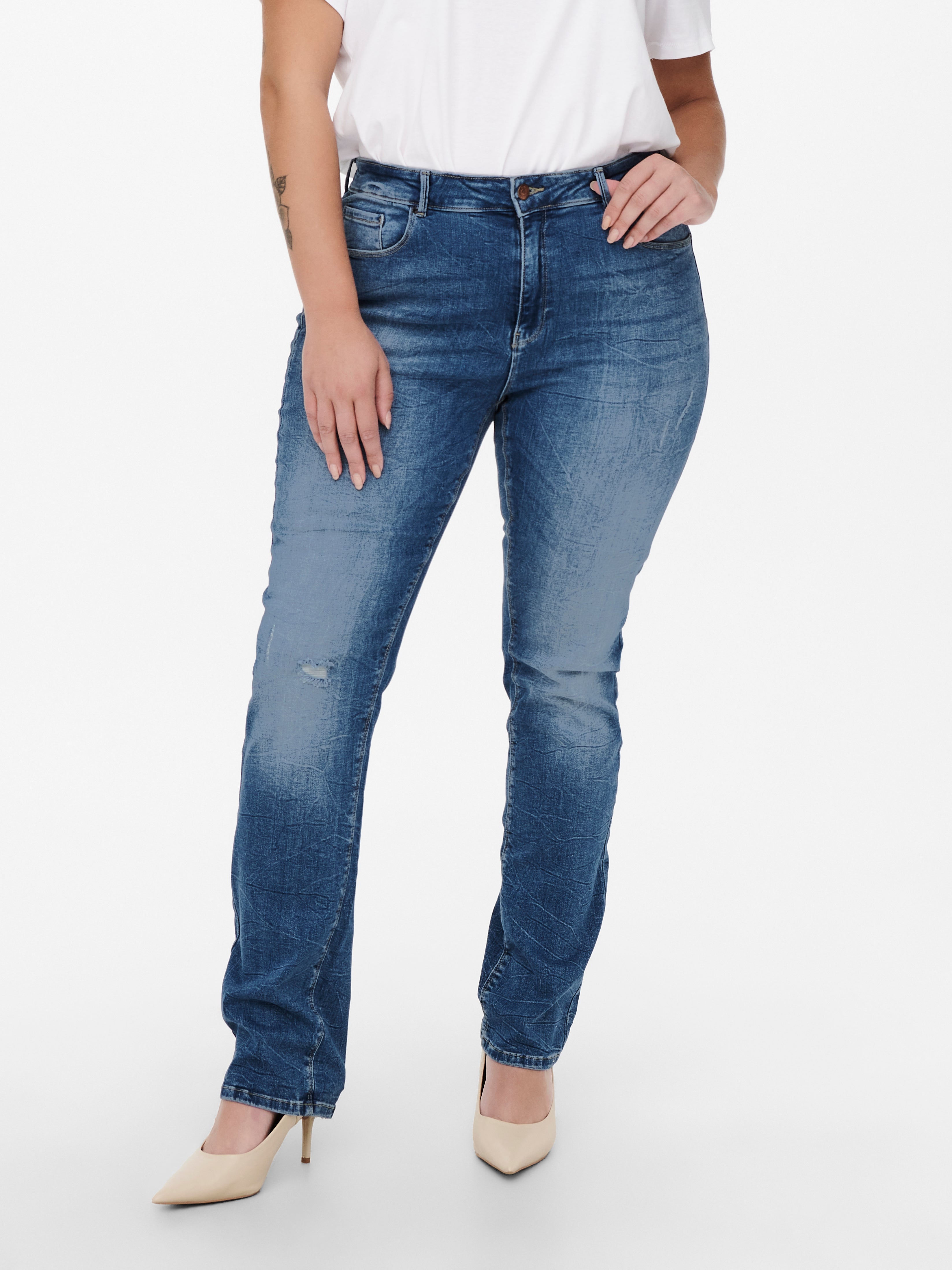 Carlaola Hohe Taille Gerade Geschnitten Jeans