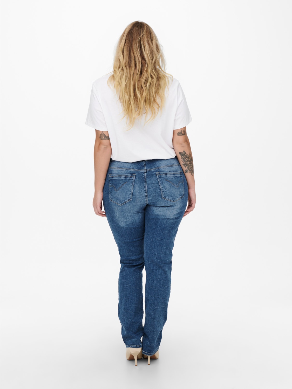 ONLY Curvy CARLaola straight fit high waisted jeans -Light Blue Denim - 15245694
