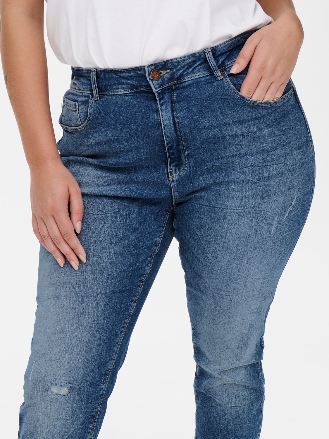 ONLY Curvy CARLaola straight fit high waisted jeans -Light Blue Denim - 15245694