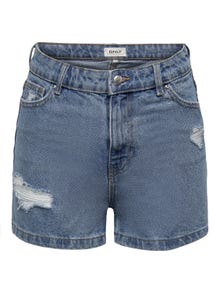 ONLY Regular Fit High waist Shorts -Medium Blue Denim - 15245695