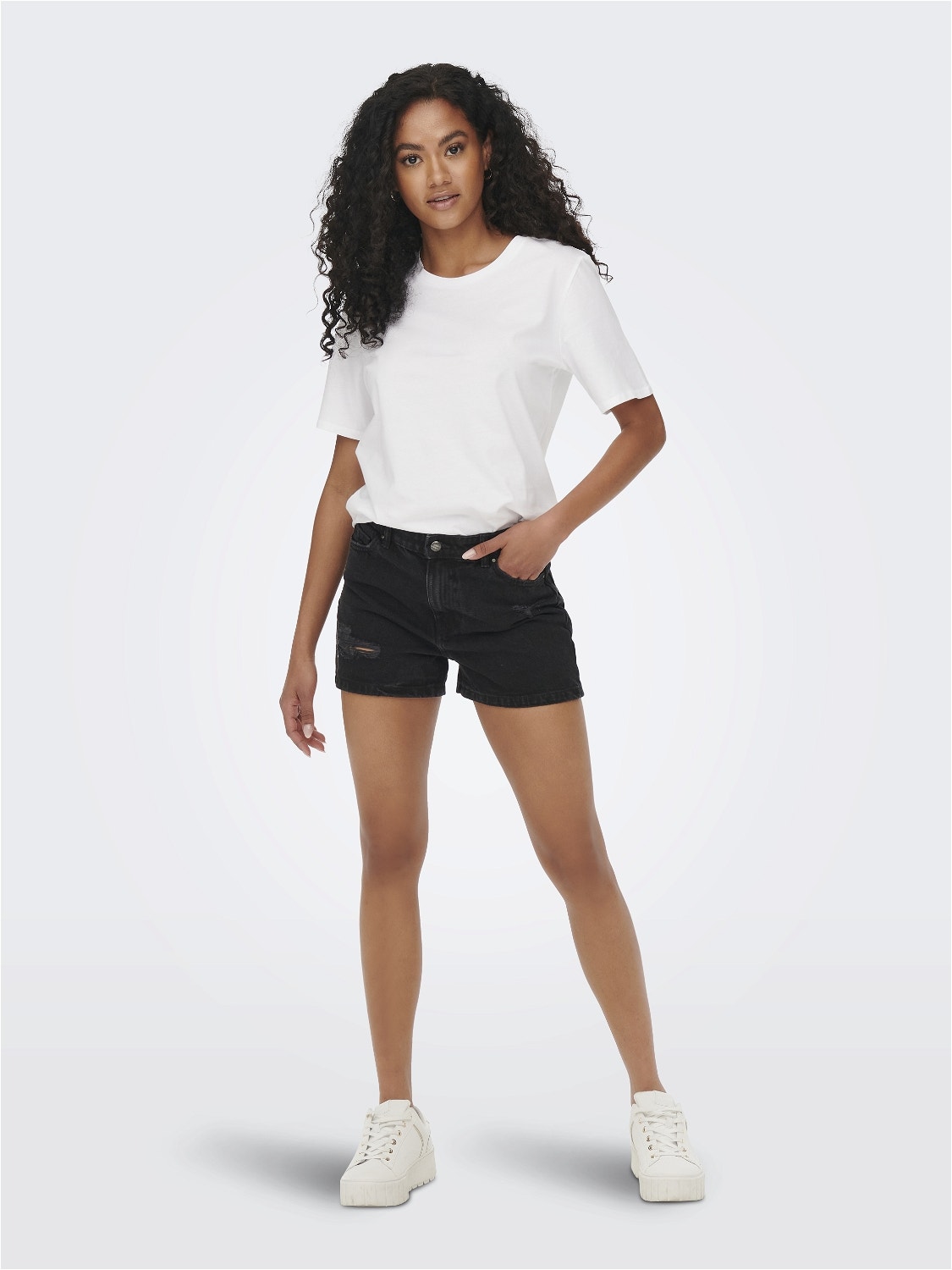 o2fit Womens High Waist Compression Shorts - Black/White