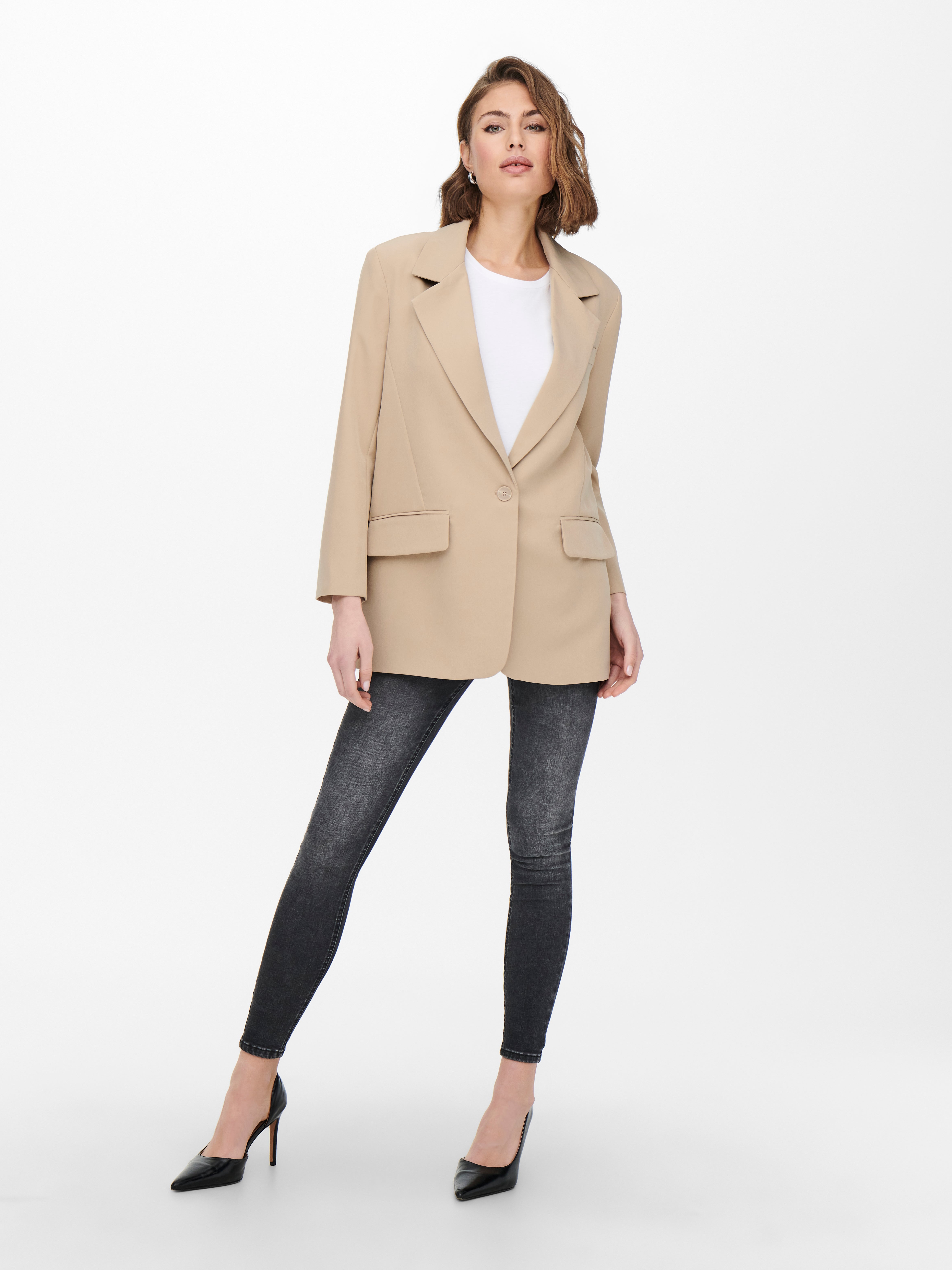 Long tan blazer on sale womens