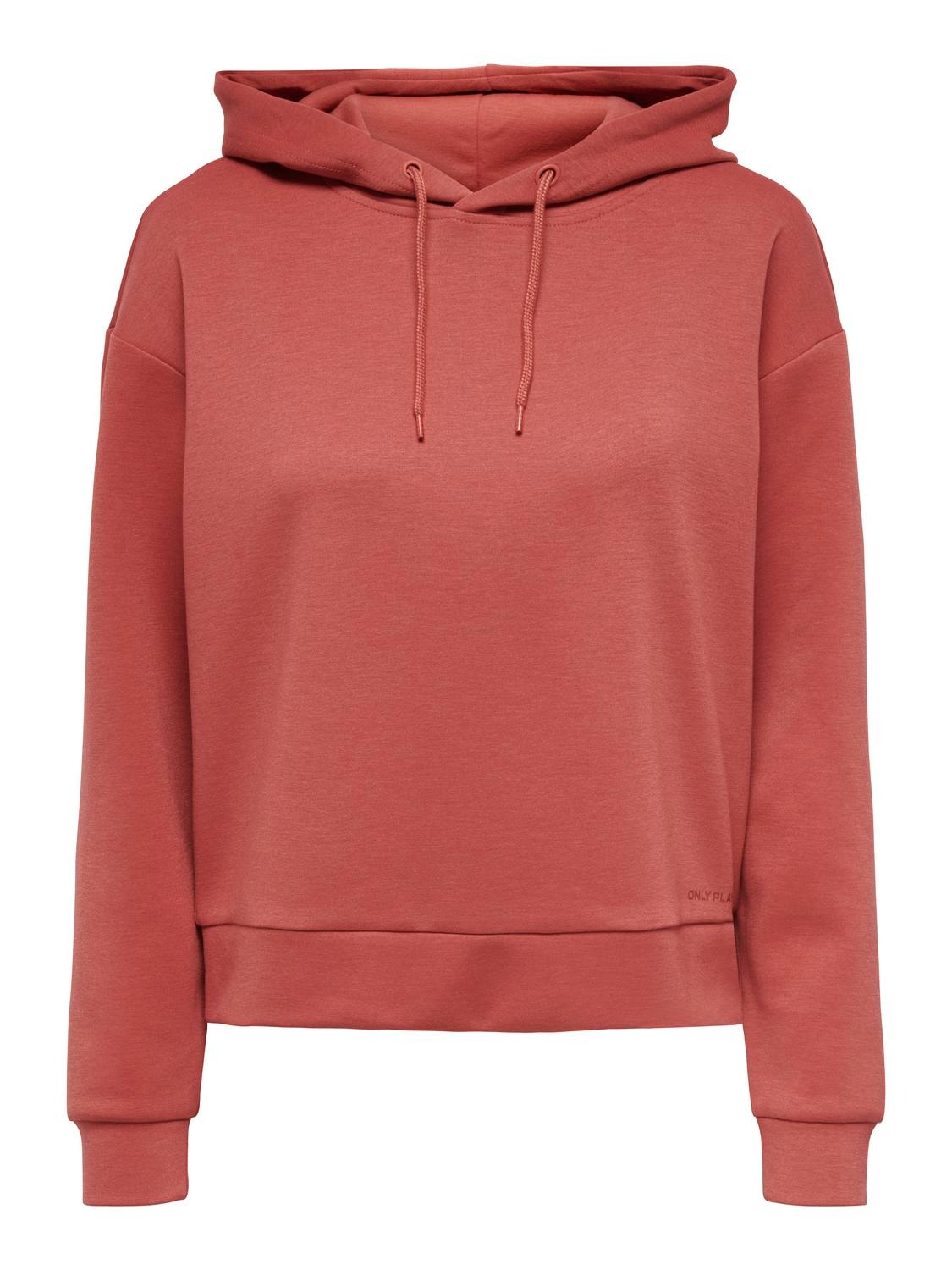ONLY Couleur unie Sweat à capuche -Mineral Red - 15245850