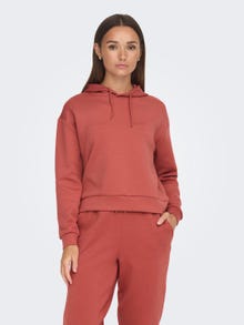 ONLY Sweat-shirt Regular Fit Sweat à capuche Épaules tombantes -Mineral Red - 15245850