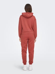 ONLY Enfärgad Hoodie -Mineral Red - 15245850