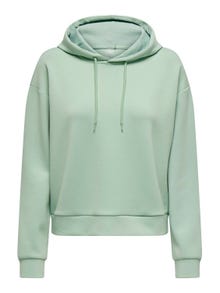 ONLY Enfärgad Hoodie -Frosty Green - 15245850