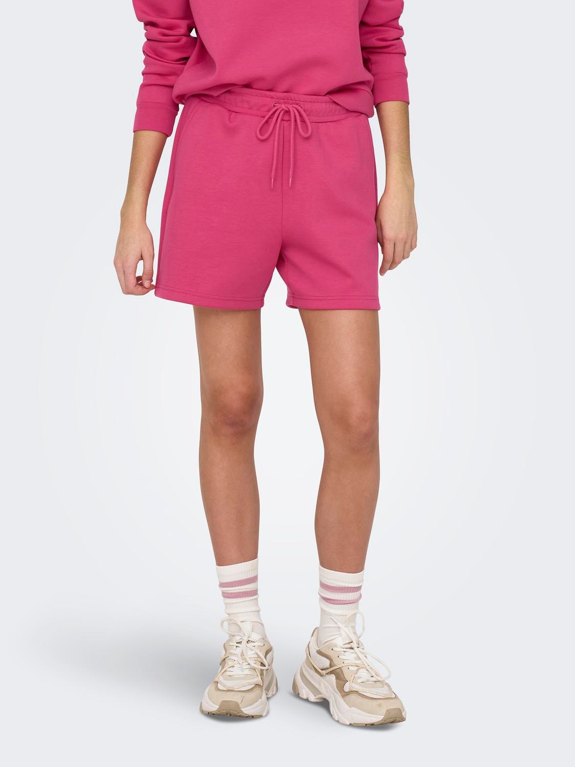 ONLY Solid colored training Sweat shorts -Raspberry Sorbet - 15245851