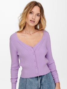 ONLY Fitted V-neck Knitted Cardigan -Lavendula - 15245941