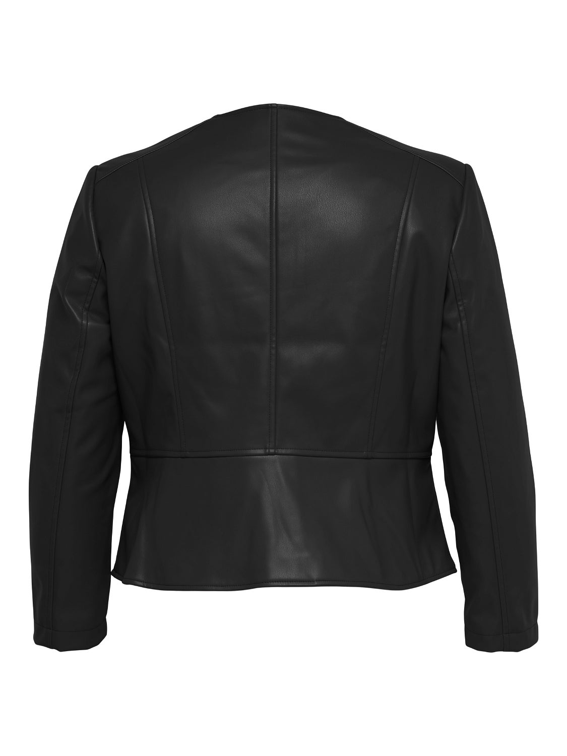 Leather jacket deals round neck