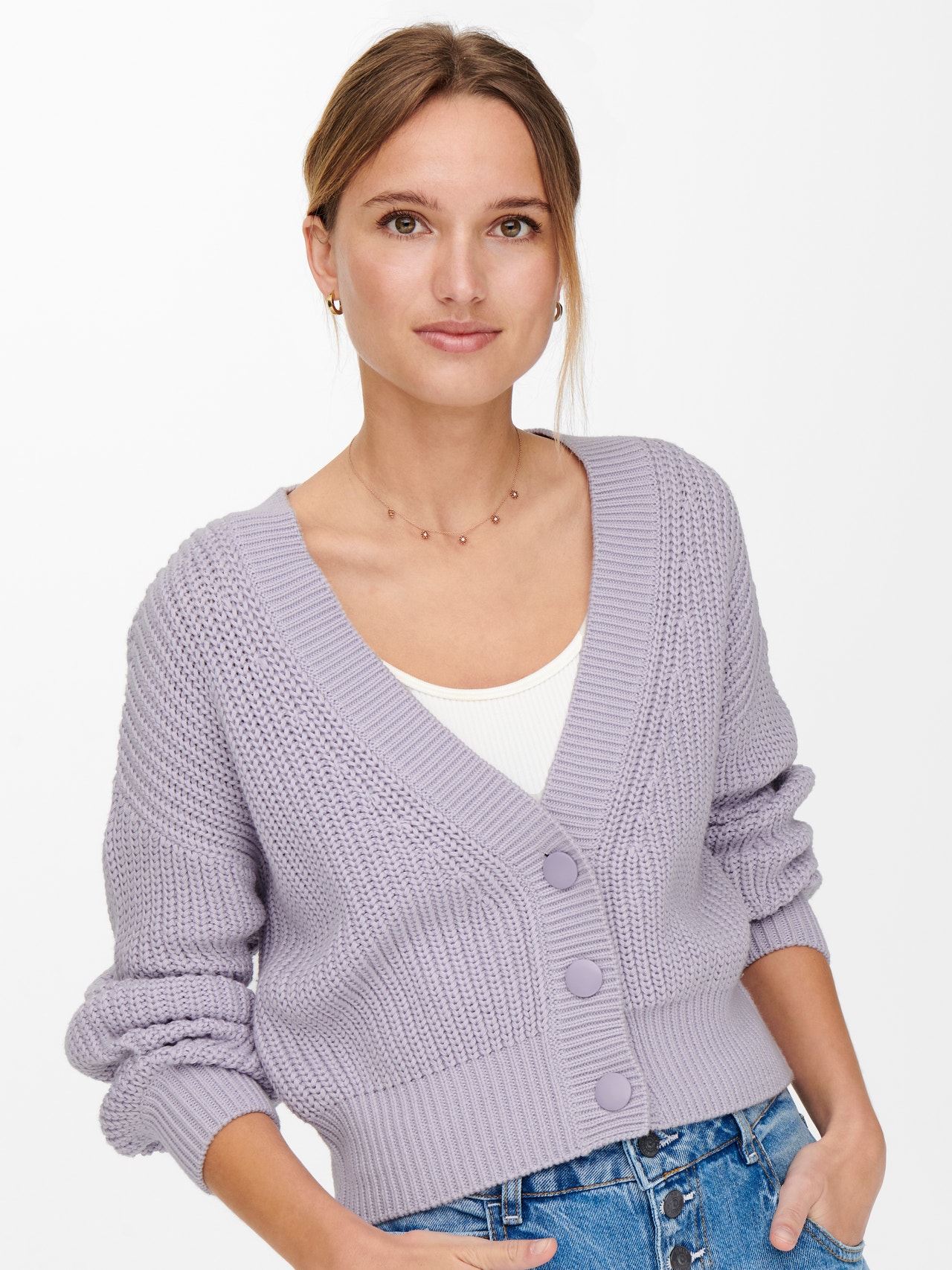 ONLY Rib Knitted Cardigan -Thistle - 15246050