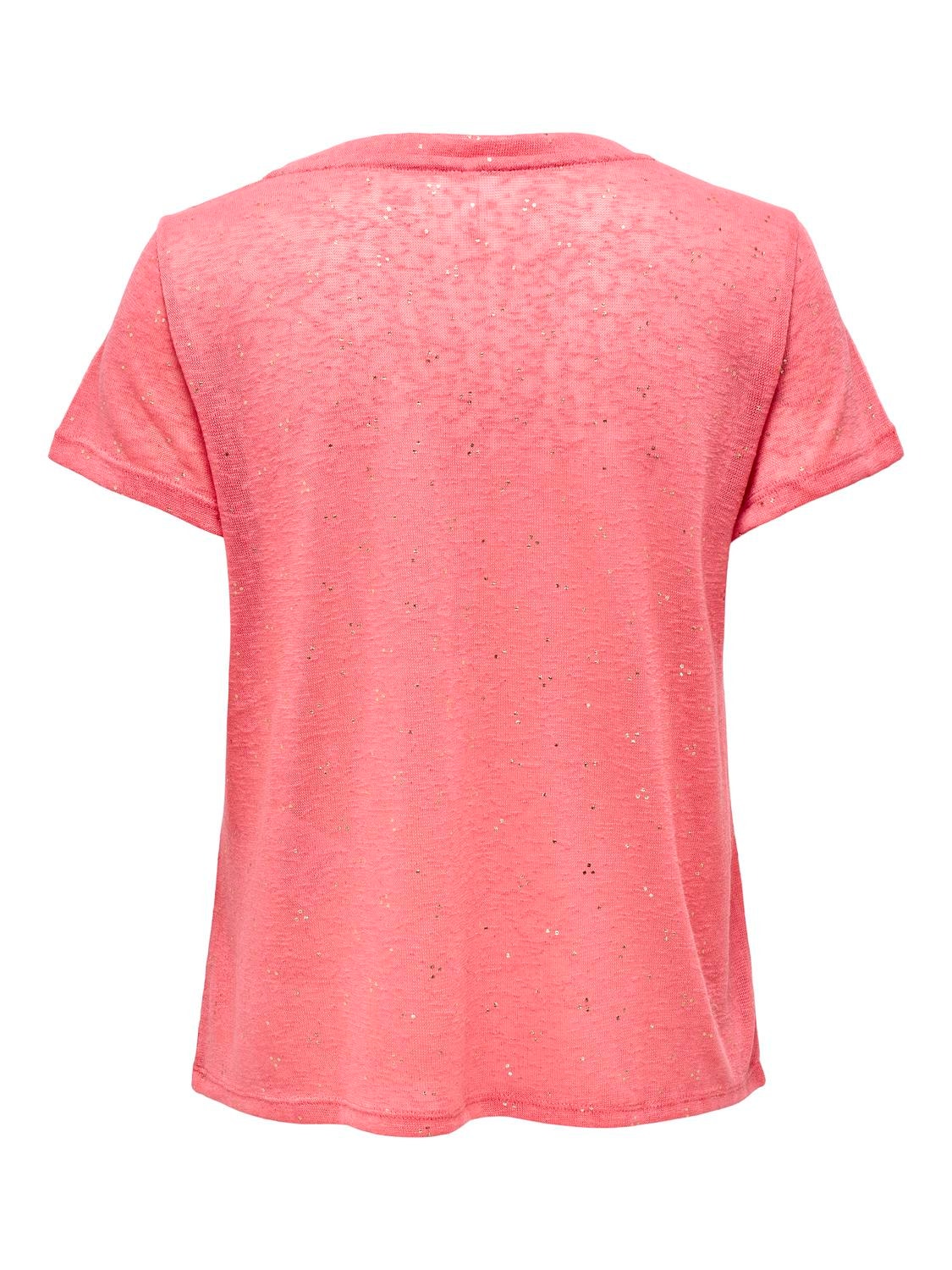 ONLY Regular Fit V-Neck T-Shirt -Georgia Peach - 15246107