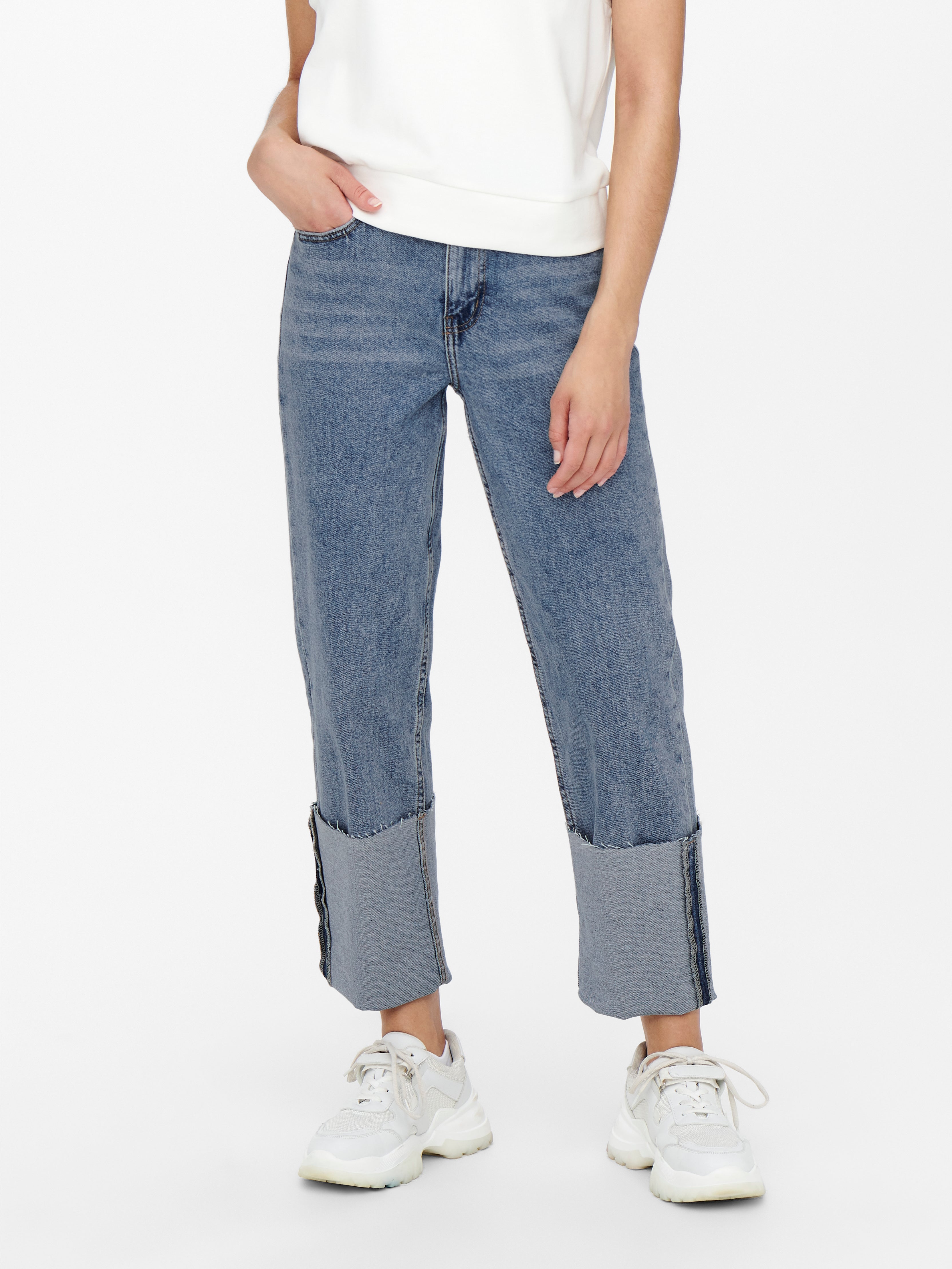 ONLMegan life highwaist fold-up Straight fit jeans with 20% discount
