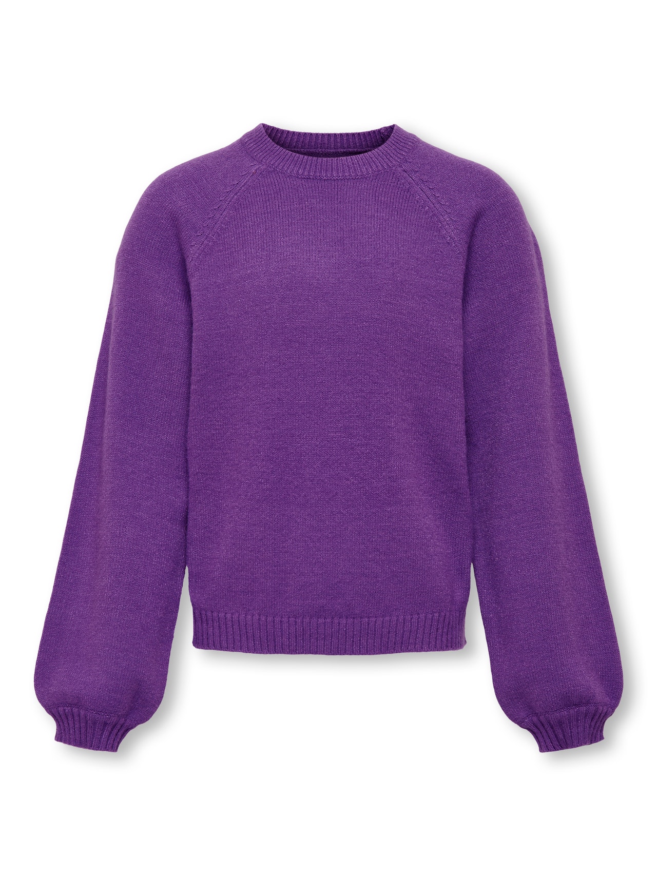 ONLY Standard Fit Round Neck Ribbed cuffs Dropped shoulders Pullover -Amaranth Purple - 15246166
