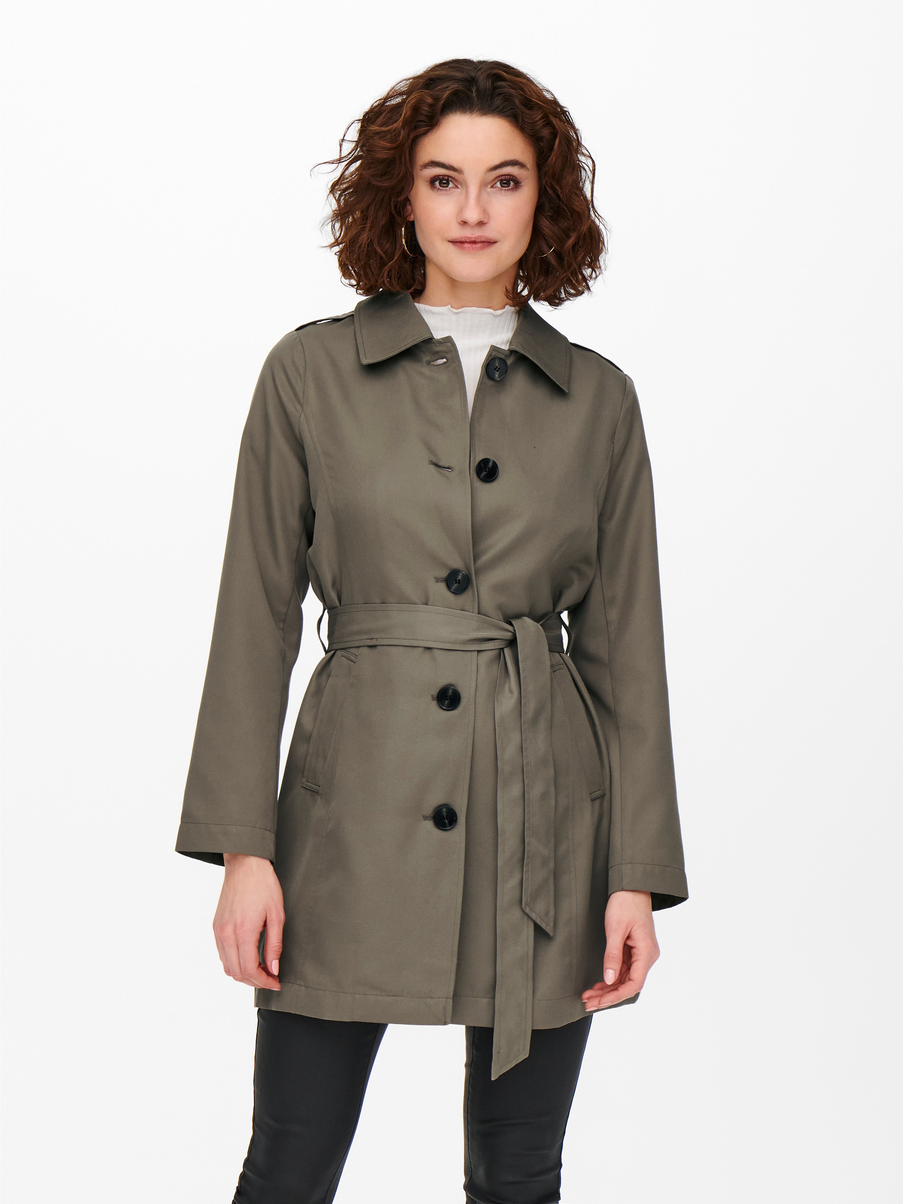 Trenchcoat met twee rijen knopen voor dames in Rood