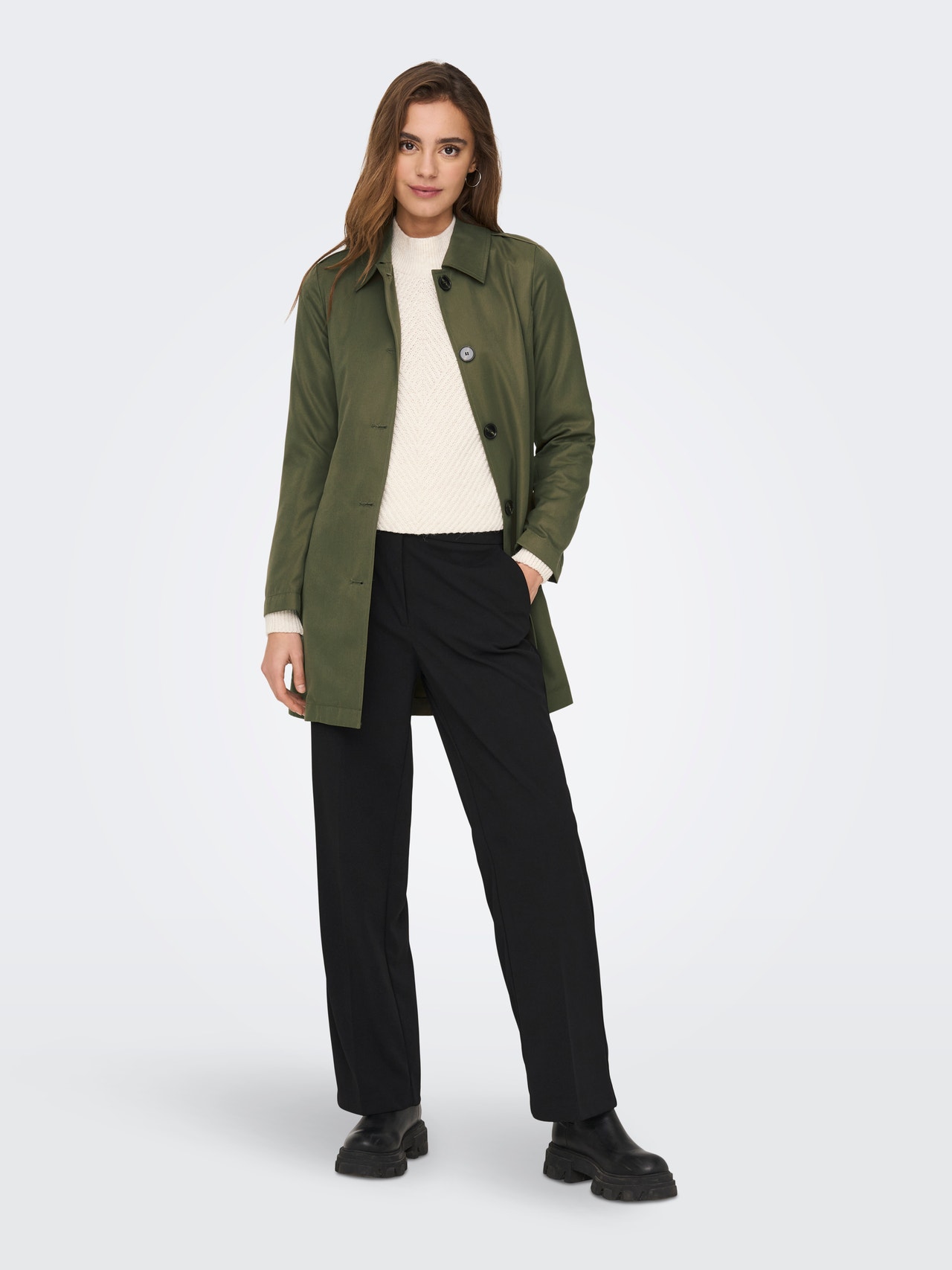 ONLY Short belted Trenchcoat -Ivy Green - 15246191