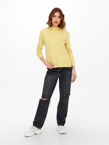ONLY Hooded Knitted Pullover -Straw - 15246204