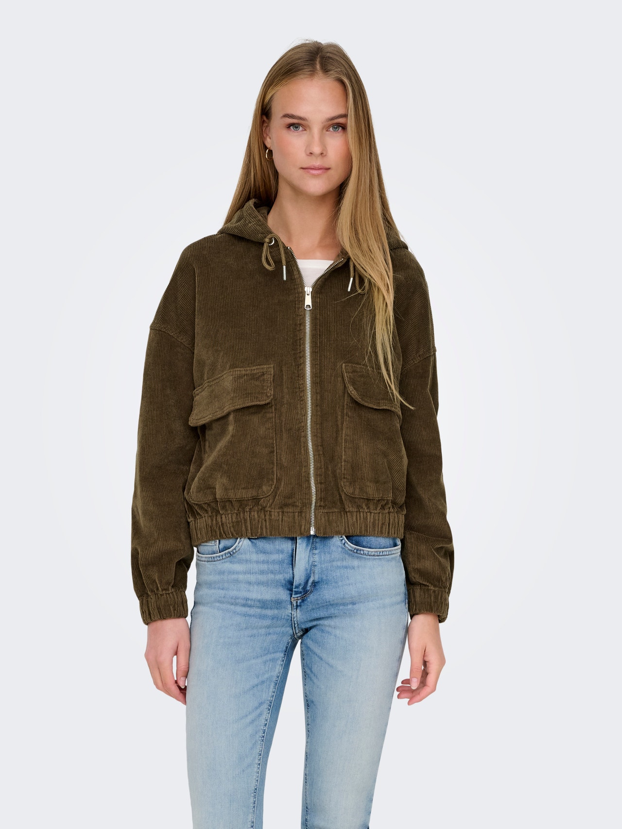 ONLY Nööridega reguleeritav kapuuts Elastse palistusega mansetid Langetatud õlaosa Jope -Cub - 15246274