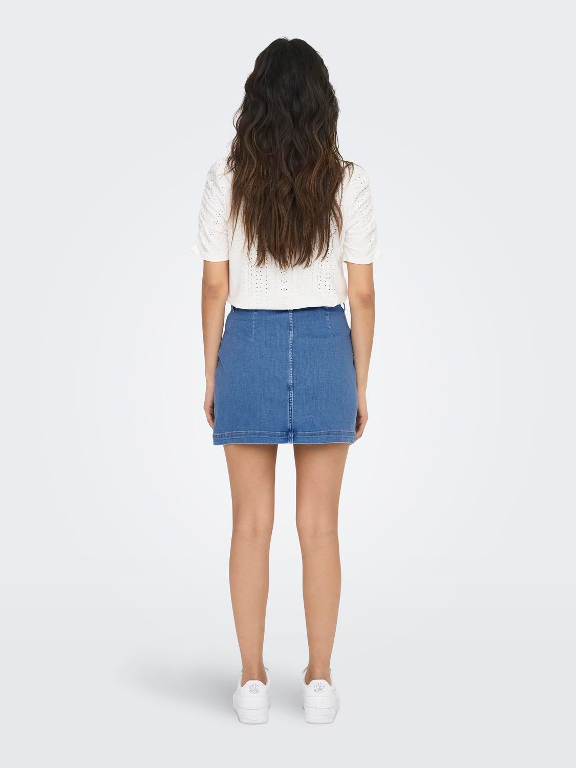 ONLY Mini Button Denim skirt -Light Blue Denim - 15246338