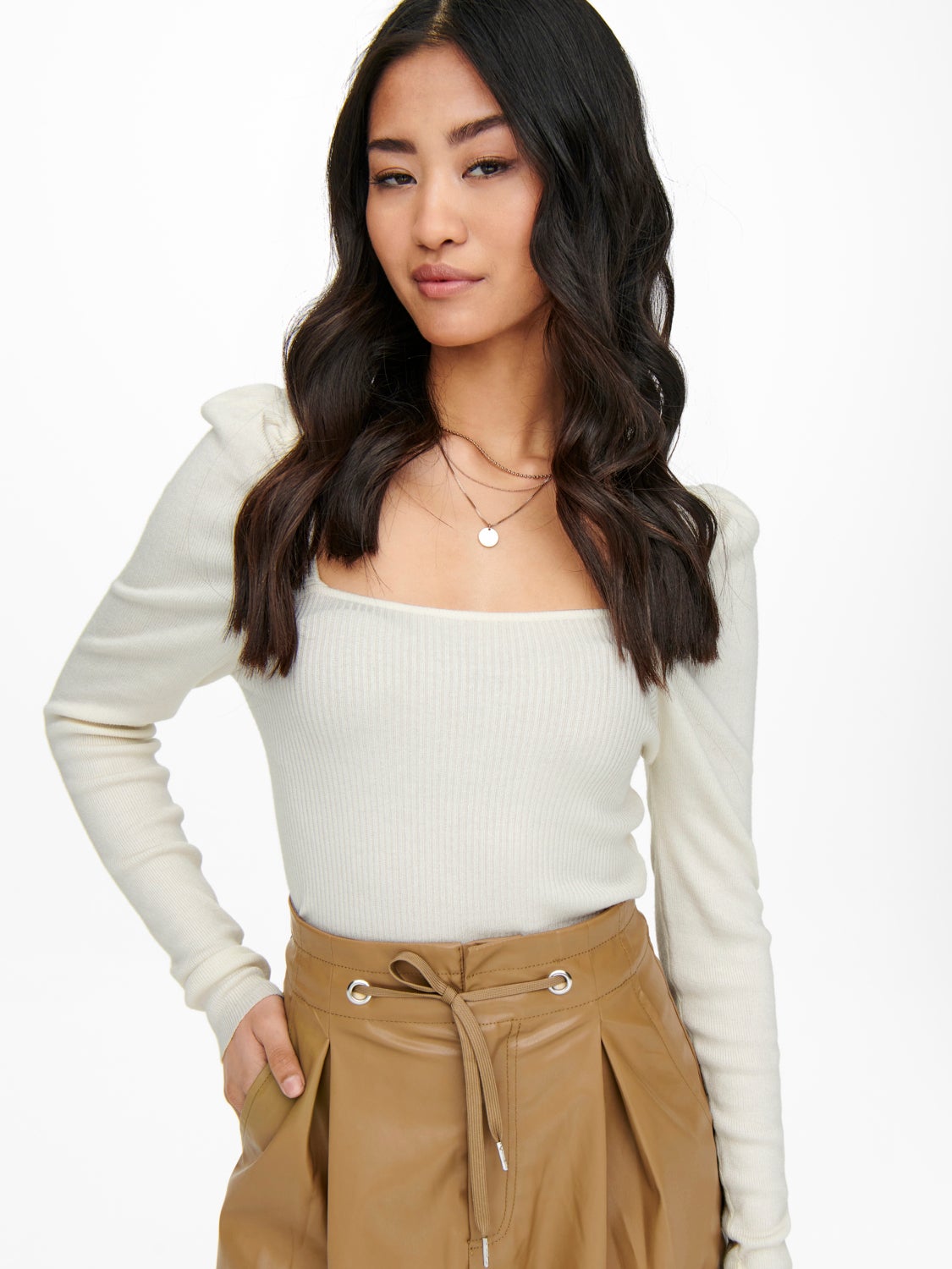 Square neck Knitted Pullover with 30 