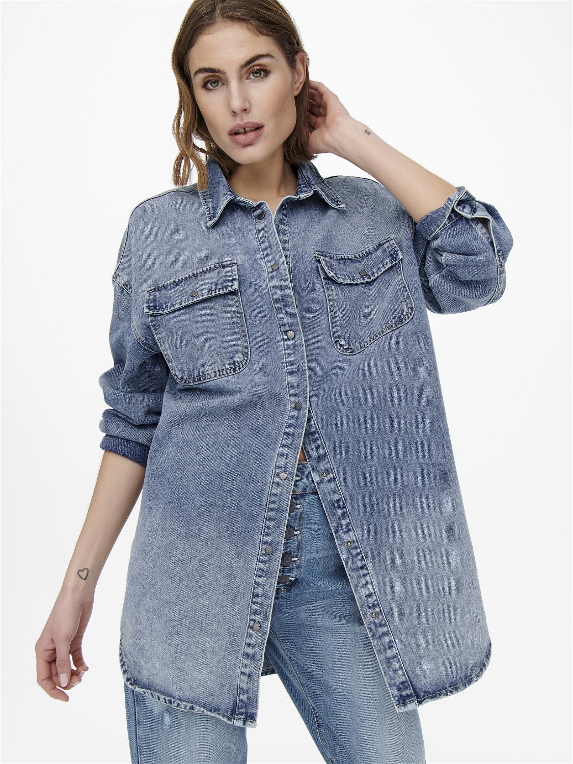 Maxi shop denim shirt